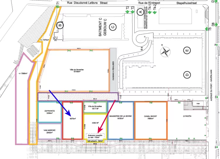 Opportunités uniques d’investissements sur le terrain adjacent au TIR Logistics Centre, le long de l’avenue du Port, à 1000 Bruxelles et en face du site Tour & Taxis